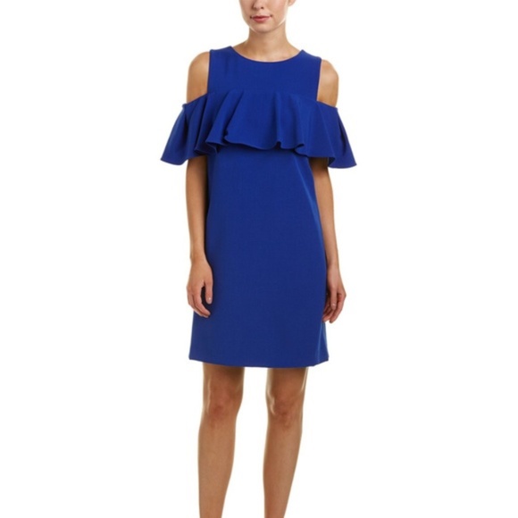 NWT Tahari Ruffled Cold Shoulder Dress - Picture 1 of 6